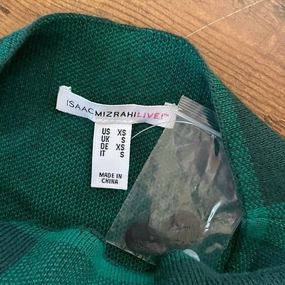 Isaac Mizrahi Live! Womens Sweater XS Green Plaid Layered Look Mock Neck Holiday - Picture 6 of 6